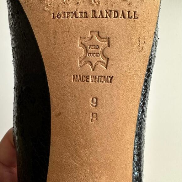 Loeffler Randall Esther Wooden Heel Pebbled Leather Black Platform Heels sz 9 - Picture 8 of 9